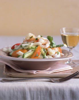 Shrimp, jícama, and apricot salad