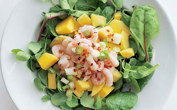 Shrimp, mango, scallions and chili