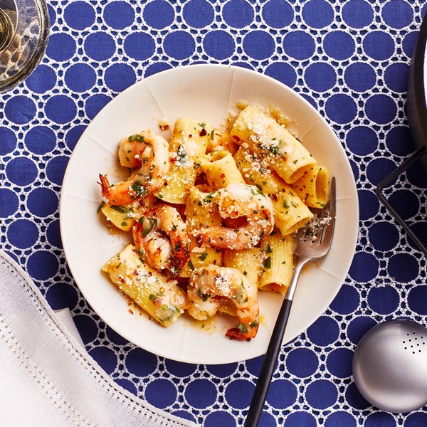 Shrimp pasta with preserved lemon