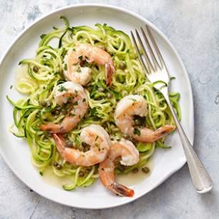 Shrimp piccata with zucchini noodles