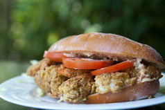 Shrimp po boy sandwich