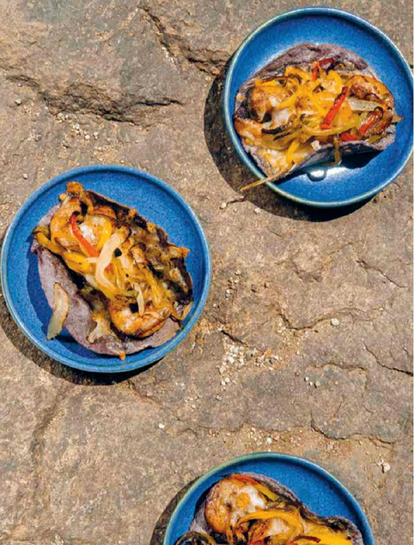Shrimp, poblano, and cheese tacos (Gobernador tacos)