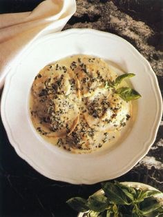 Shrimp ravioli with goat cheese