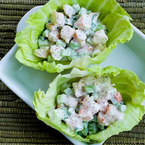 Shrimp salad cabbage cups