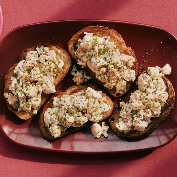 Shrimp salad toasts