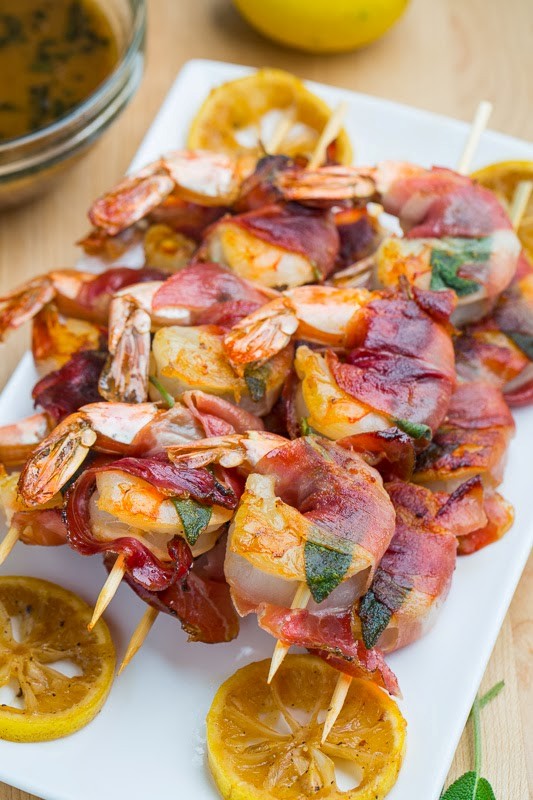 Shrimp saltimbocca