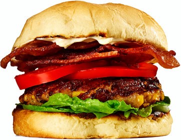 Shrimp, scallop, corn and bacon burger