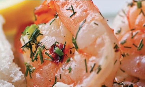 Shrimp scampi with Pernod and fennel fronds