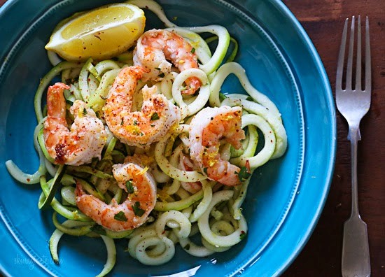 Shrimp scampi zoodles for two