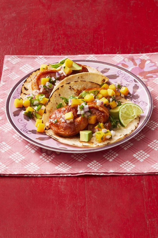Shrimp tacos with mango salsa