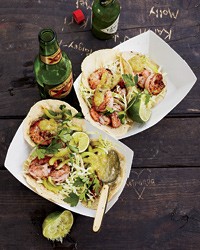 Shrimp tacos with tomatillo salsa