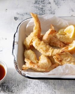 Shrimp tempura with ginger-soy dipping sauce