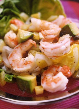 Shrimp with avocados
