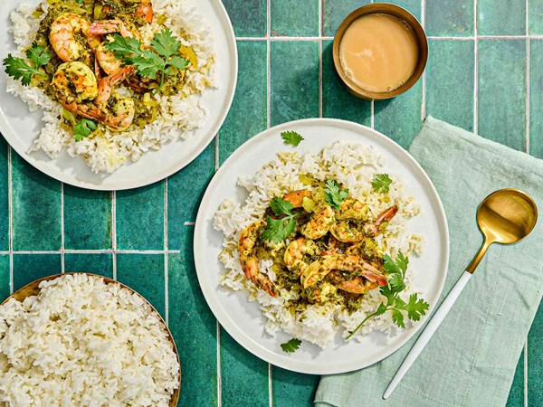 Shrimp with cilantro sauce