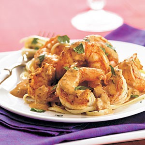 Shrimp with creamy orange-chipotle sauce