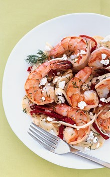Shrimp with fennel, dill, and feta