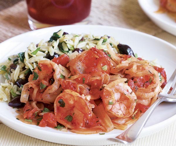 Shrimp with fennel, tomato and Pernod sauce