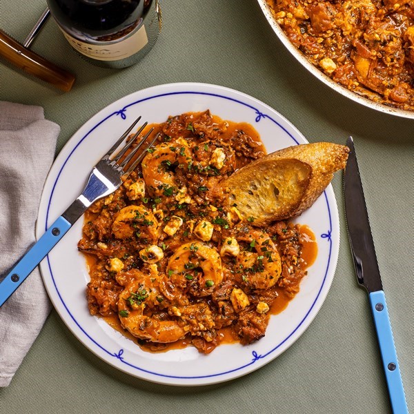 Shrimp with feta and tomatoes 