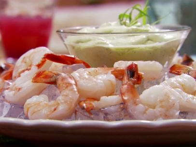 Shrimp with green goddess sauce