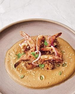 Shrimp with mole sauce