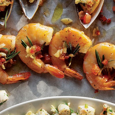 Shrimp with pancetta and rosemary (Gamberi al rosmarino)