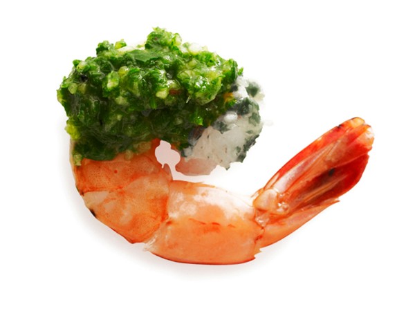 Shrimp with sauce verte