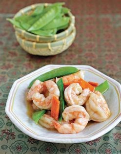 Shrimp with snow peas