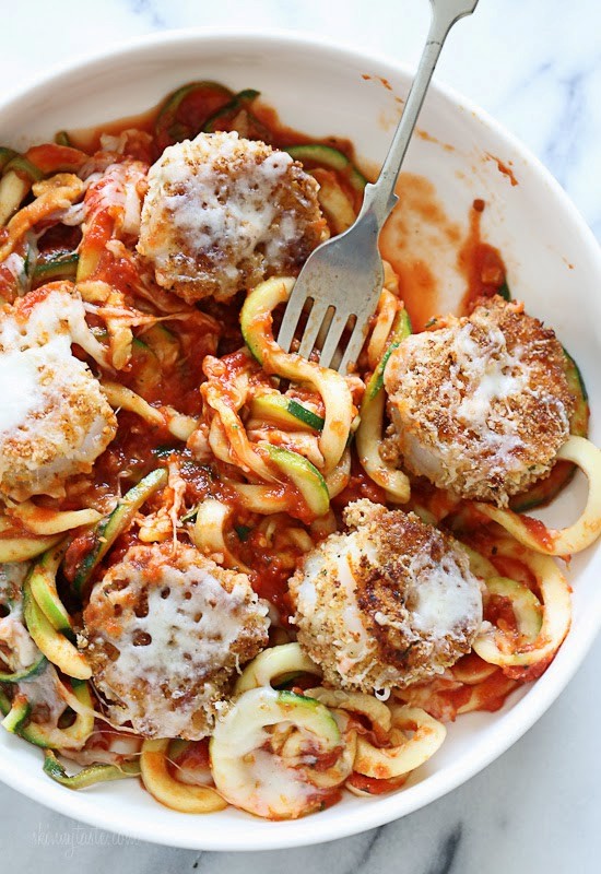 Shrimp zoodles Parmesan for two