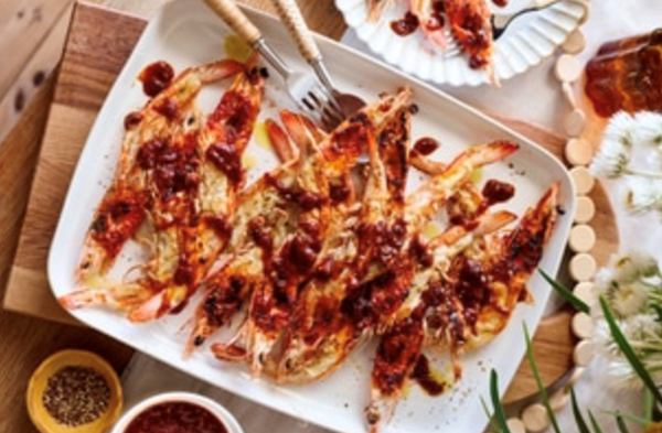 Sichuan barbecued prawns