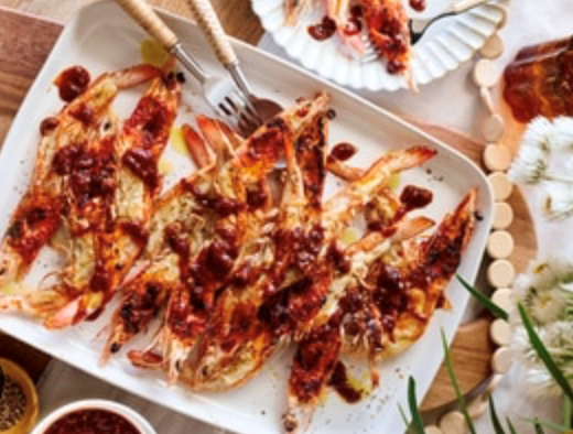 Sichuan barbecued prawns