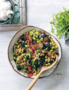 Sichuan chilli eggplant and soya beans