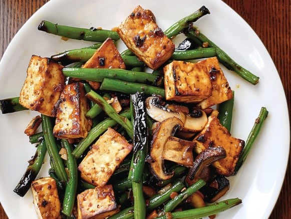 Sichuan dry-fried green beans and tofu