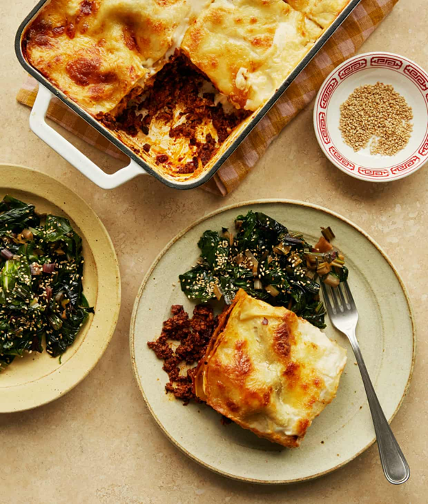 Sichuan-inspired lasagne with chard