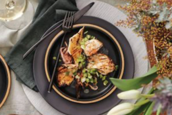 Sichuan 'leather' squid with lemon pepper salsa