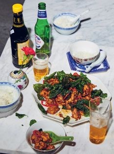 Sichuan pepper chicken with fried basil