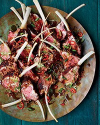 Sichuan racks of lamb with cumin and chile peppers