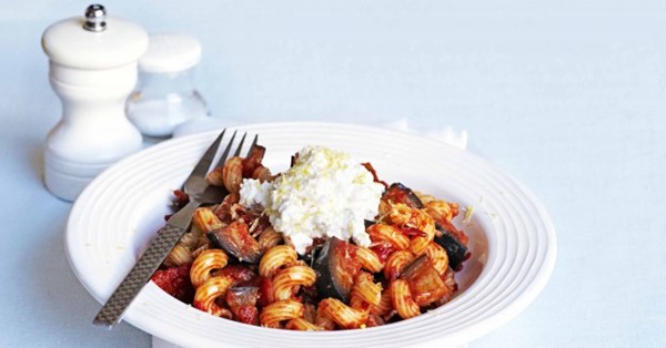 Sicilian aubergine pasta with ricotta