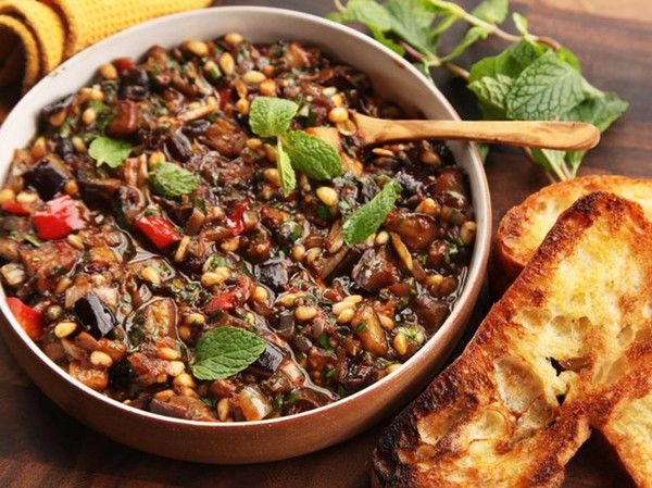 Sicilian eggplant and pine nut caponata