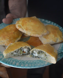 Sicilian-inspired filled bread with greens and cheese