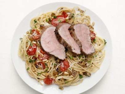 Sicilian pork with spaghetti