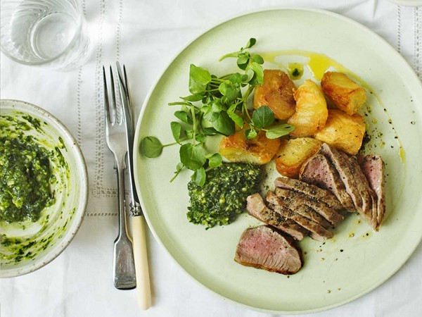 Sicilian roast lamb loin fillets with zhoggiu