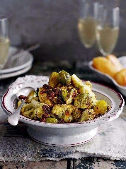 Sicilian roasted cauliflower and Brussels sprouts