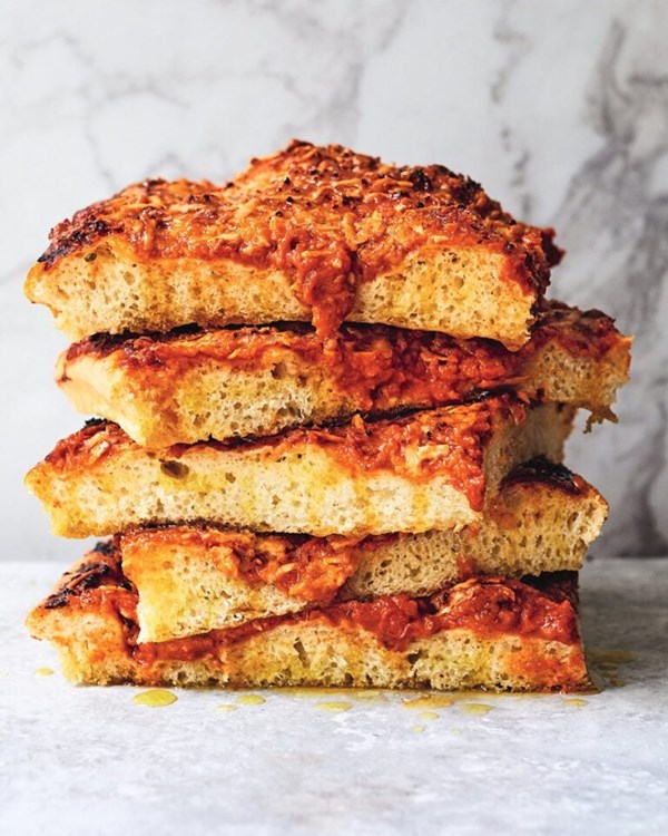 Sicilian-style focaccia pizza (Sfincione)