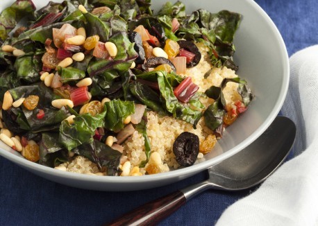 Sicilian Swiss chard over quinoa