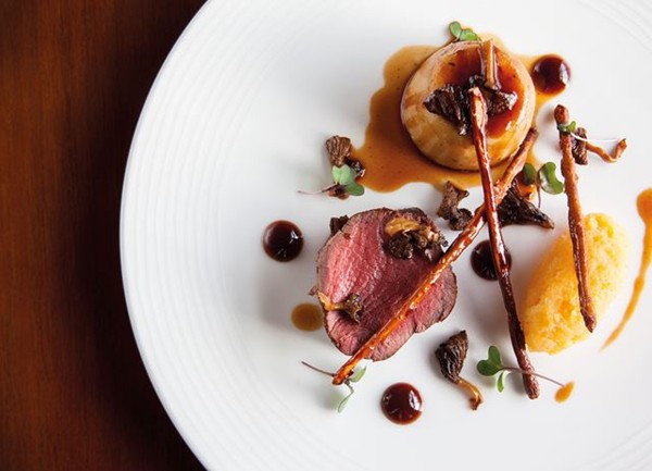 Sika deer with mashed swede, girolles and Twiglets