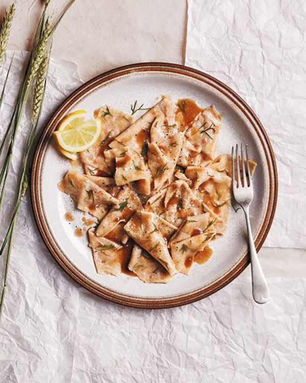 Silk handkerchiefs with dill, brown butter, and lemon