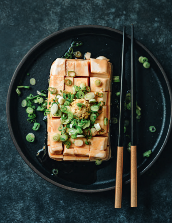 Silken tofu with scallions