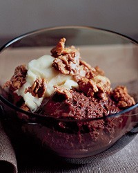 Silky chocolate mousse with peanut butter crunch