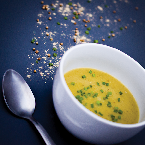 Silky gingered zucchini soup