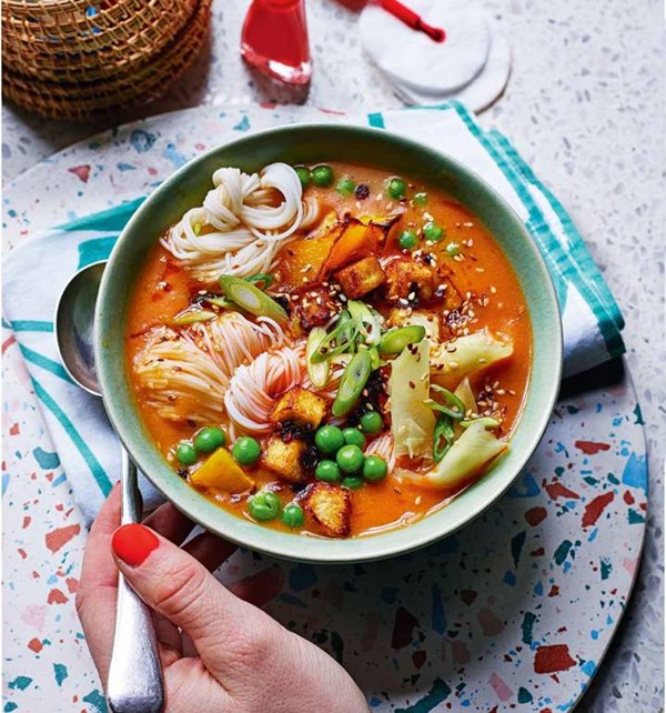 Silky gochujang and roasted squash noodle soup [Natalia Rudin]